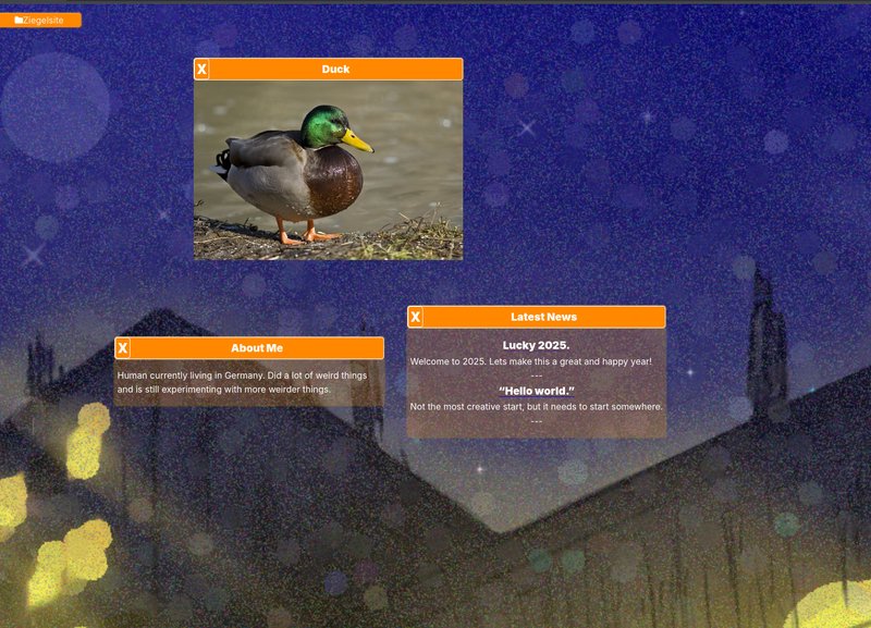Ziegel.me - Retro Desktop Interface Website project screenshot showing the main interface and features